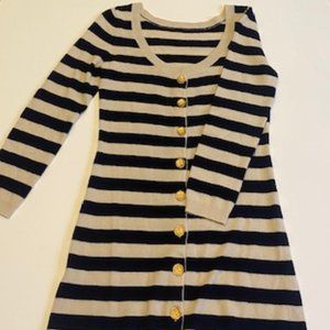 Kova And T Long Sleeve Striped Button Down Sweater Dress Womens Size Medium